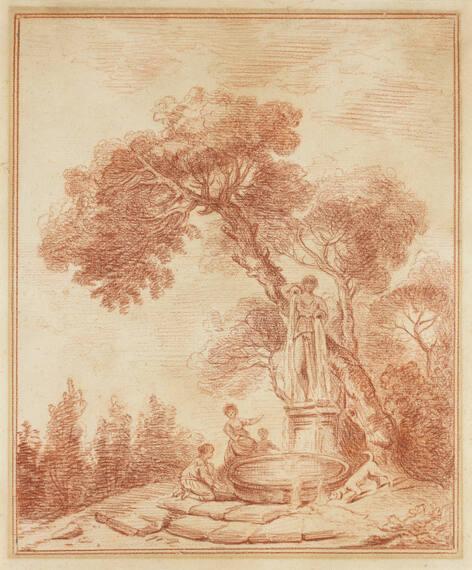 Classical landscape with a fountain