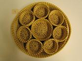 Coaster set Gullah basket with two handles and seven inset coasters