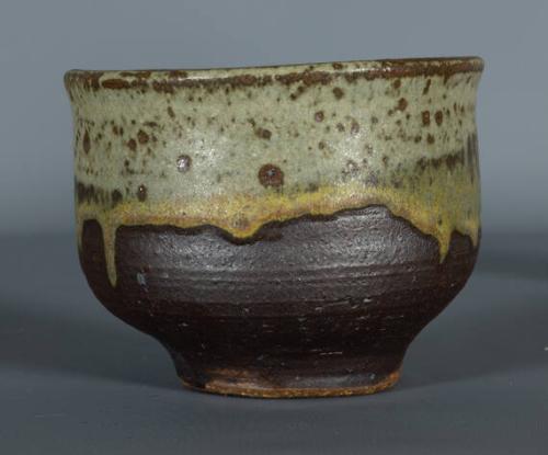 Bowl (Dark Brown With Pale Green Drip Glaze)