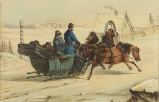 untitled (Winter troika riding into village)