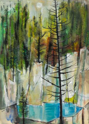 Quarry Pines (ME); (verso: Portrait of Chris Sheffield, 1950, watercolor on paper)