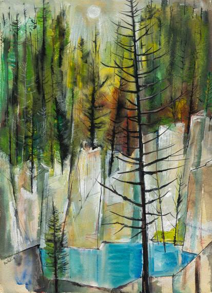 Quarry Pines (ME); (verso: Portrait of Chris Sheffield, 1950, watercolor on paper)