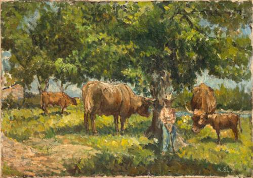 Landscape with Farmer and Cows