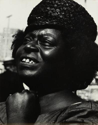 untitled (close up of woman with black hat)