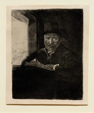 Self Portrait Drawing At A Window