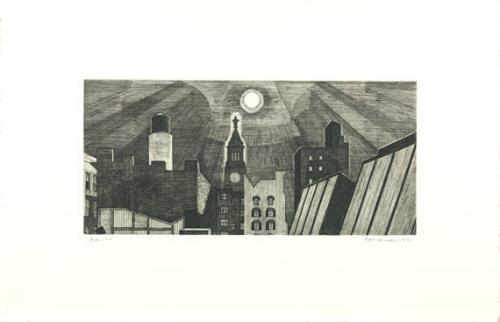 Manhattan Rooftop In Moonlight