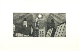 Manhattan Rooftop In Moonlight