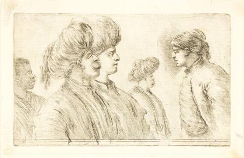 Four Turks and an African, Half-Length and in Profile