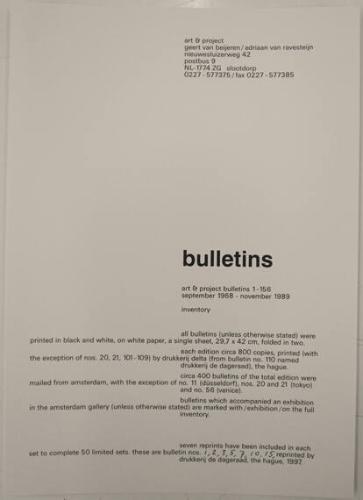 Art & Project Bulletins 1-156