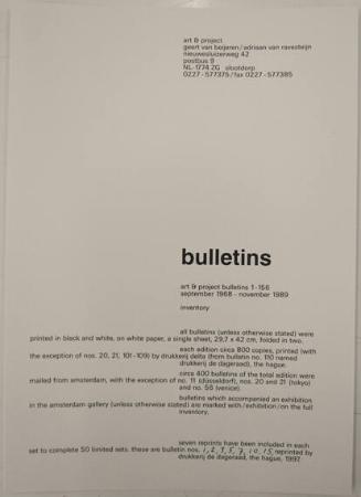 Art & Project Bulletins 1-156