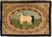 Hooked rug with horse