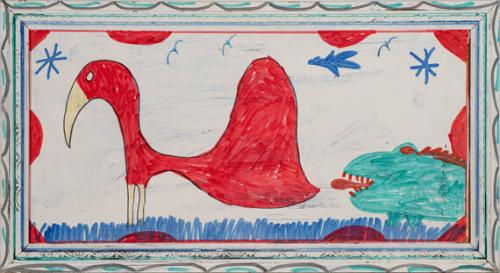 Flamingo and Alligator