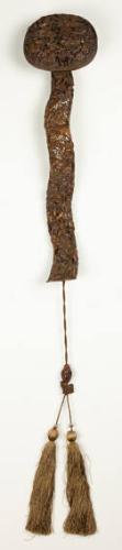 Chinese Ruyi Staff with Dragon and Allover Figural Work, the Handle in Form of Dragon Spine with Pierced Work