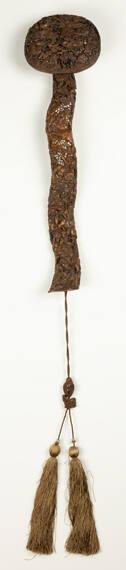Chinese Ruyi Staff with Dragon and Allover Figural Work, the Handle in Form of Dragon Spine with Pierced Work
