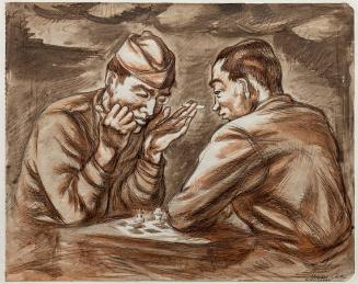 Guadalcanal, Chess Players, from 13 Sketches, Camp and Transport