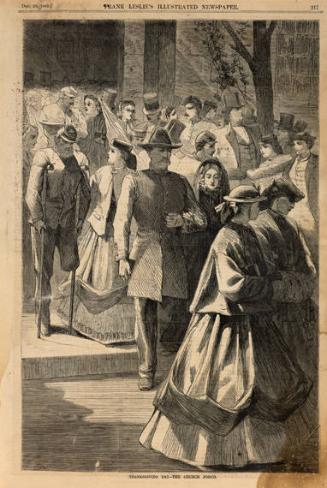 Thanksgiving Day -- The Church Porch (from Frank Leslie's Illustrated Newspaper December 23, 1865)