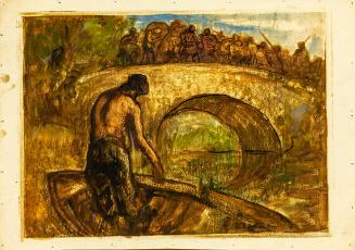 Title Unknown (Man in boat by bridge)