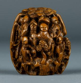 Chinese/Japanese all-over figural carved seed ojime