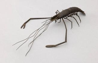 Japanese Okimono of Articulated Bronze Crayfish, Chiseled and Assembled