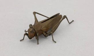 Japanese Okimono of Articulated Bronze Grasshopper, Chiseled and Assembled