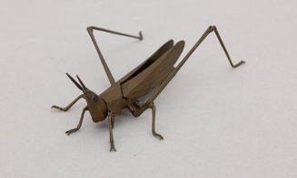 Japanese Okimono of Articulated Bronze Grasshopper, Chiseled and Assembled