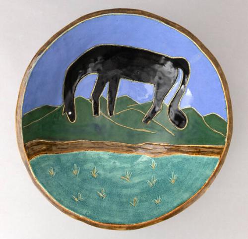 Pot with Black Horse Decoration