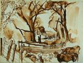 untitled (Rockbridge Baths with cows and fences)