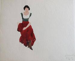 Untitled (seated woman in red skirt)