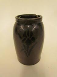 Canning jar with iris decoration