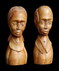 Wood busts (male & female)