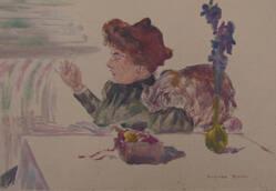 Lady Sewing by a Table