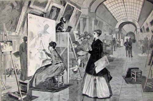 Art-Students and Copyists in the Louvre Gallery, Paris (from Harper's Weekly January 11, 1868)
