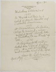 Letter by L.M. Eilshemius dated 1 April 1937
