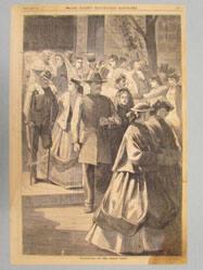 Thanksgiving Day -- The Church Porch (from Frank Leslie's Illustrated Newspaper December 23, 1865)
