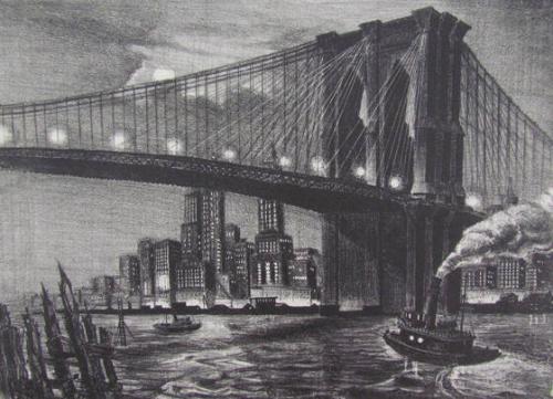 Twilight Over Brooklyn Bridge