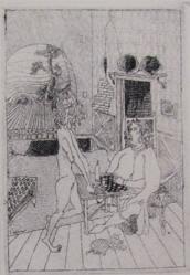 Untitled (2 Figures W/ Checkerboard, 2nd State)