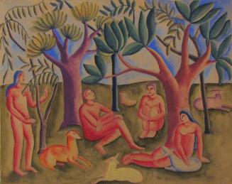 Untitled (figures beneath trees)