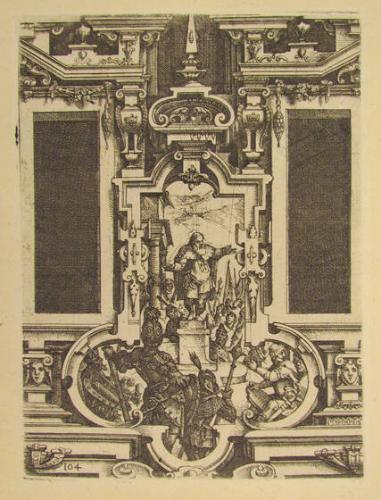 Spanish Explorer or Conquistador, a book page, architectural design illustration, wall or ceiling design
