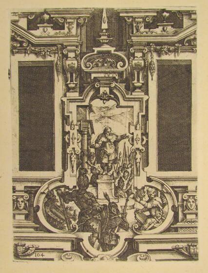 Spanish Explorer or Conquistador, a book page, architectural design illustration, wall or ceiling design