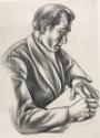 Untitled (man writing), drawing for the mural The Importance of San Antonio in Texas History