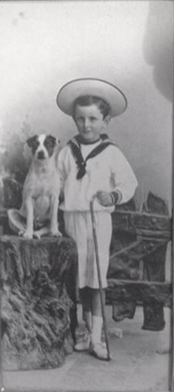 Portrait of Prince Sergei Sergeevich (1898-1978) with cane and his terrier dog (diptych)